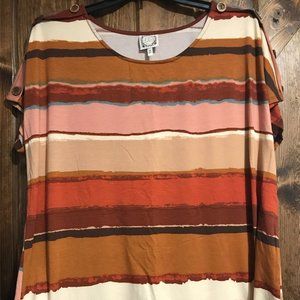 Tru Self Women's Top Size 2X Rust/Brown/Pink/Blue